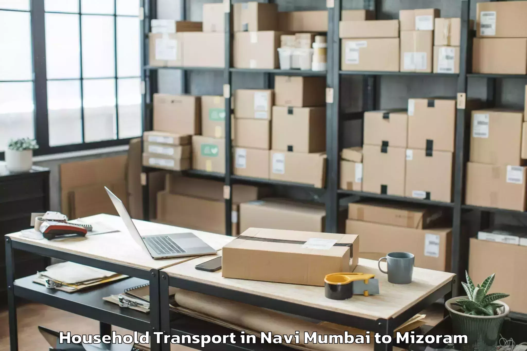 Expert Navi Mumbai to Hnahthial Household Transport